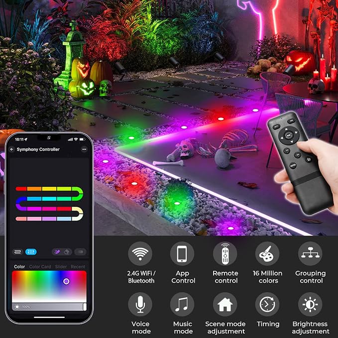 LED Deck Lights Kit, 30 Pack 1.77" Smart RGBW+IC Outdoor Lights | Low Voltage Recessed Deck & Step Lights | IP67 Waterproof Landscape Lighting for Stairs, Pool Deck & Garden | Works with Alexa/Google - Image 8