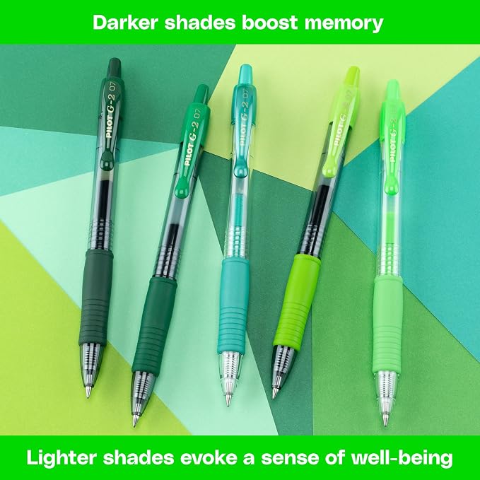 Pilot G2 Premium Gel Roller Pens, G2 Boost Green Pens Pack, The Colors of Balance, 8 Pack Pouch, Fine Point 0.7 mm, Assorted - Image 5