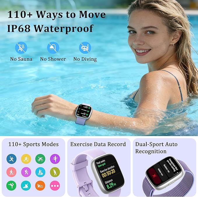 Smart Watch for Women Men, 2026 Upgrade Smartwatch [2 Bands, 44mm case], 1.83" Fitness Tracker Watch Alexa Built-in, Make/Answer Call, HR Sleep Stress Monitor, IP68 Waterproof Step Counter Watch - Image 6