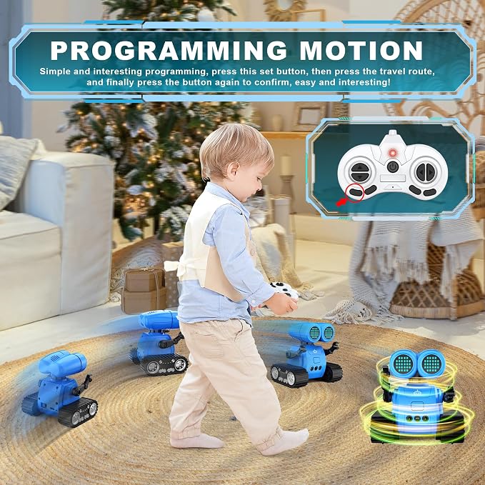 Hamourd Robot Toys for Boys Girls, Emo Robot with Walkie-Talkie Function, Gesture Sensing, Flexible Head & Arms, Programming Motion, Dance Moves, Music, Multi-Mode LED Eye, Toys for Ages - Image 5