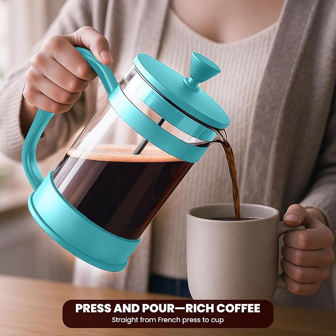 Utopia Kitchen Borosilicate Glass French Press Coffee Maker 34 Oz, Aqua | Heat-Resistant Cafetiere & Tea Maker, Thickened Glass Coffee Press for Travel and Camping - Image 3