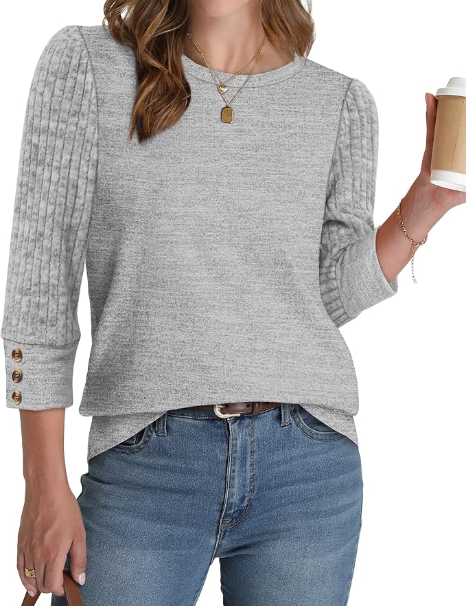 WIHOLL 3/4 Length Sleeve Womens Tops Sweaters Shirts Lightweight Spring Outfits 2026 Winter Clothing S-2XL - Image 2