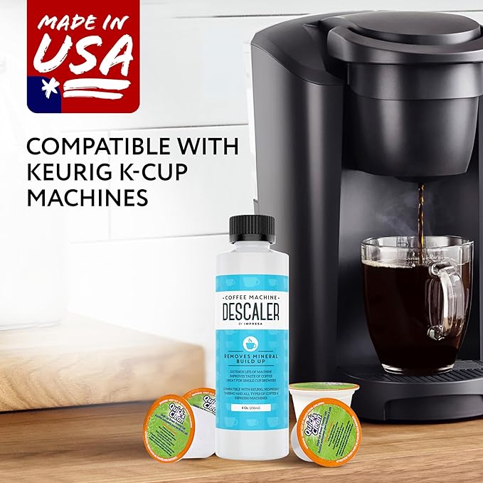 IMPRESA Coffee Machine Descaler & Cleaning Bundle - Compatible with Keurig K-Duo & K-Cup Brewers - 8 Oz Descaling Solution & 4 Maintenance Pods - Coffee Machine Cleaning & Pot Care Kit - Image 6