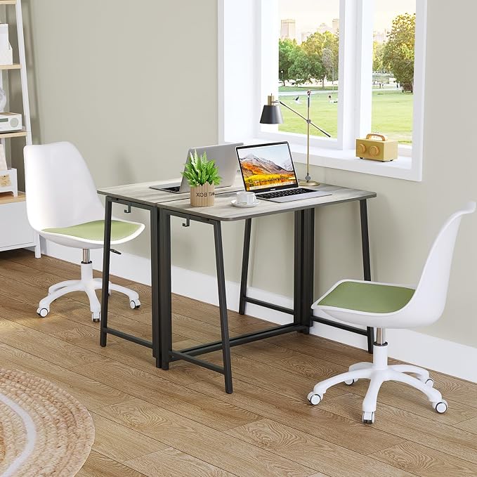 WOHOMO Folding Desk 31.5" Foldable Computer Table for Small Spaces GrayWash | Easy Assembly and Fold, Sturdy Home office desks for Study Bedroom Dorm Space Saving Writing Work Apartment - Image 7