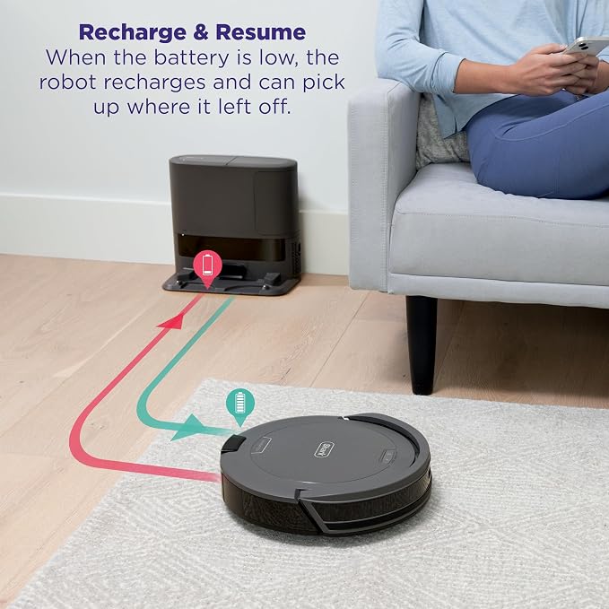 Shark Navigator Robot Vacuum and Self-Empty Base with Bagless 60-Day Capacity Self-Empty Base, SmartPath Navigation, Powerful Pet Hair Pickup, Anti-Hair Wrap, For Carpets & Hard Floors, Grey, RV2100AE - Image 8