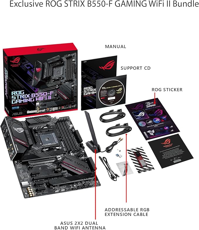 Asus ROG Strix B550-F Gaming WiFi II AMD AM4 (3rd Gen Ryzen) ATX Gaming Motherboard (PCIe 4.0,WiFi 6E, 2.5Gb LAN, BIOS Flashback, HDMI 2.1, Addressable Gen 2 RGB Header and Aura Sync) - Image 6