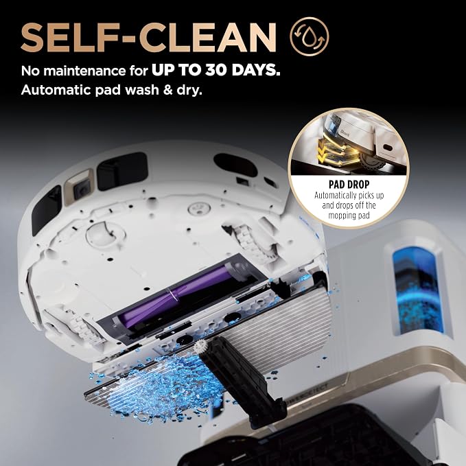 Shark PowerDetect | 2-in-1 Robot Vacuum & Mop for Carpets & Hard Floors | Powerful Suction & Mopping for Pet Hair | Self-Empty & Self-Clean NeverTouch Pro Base | 60-Day Capacity | White | AV2800ZE - Image 6