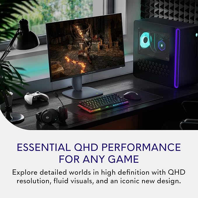 Alienware 27 Gaming Monitor AW2725DM, WQHD Fast IPS, 180Hz, G-SYNC, VESA | FreeSync, 95% DCI-P3, 1.07 Billion Colors, 400 cd/m2 Brightness, 3H Anti-Glare, HDMI 2.1, DisplayPort 1.4, USB, Adjustment - Image 2