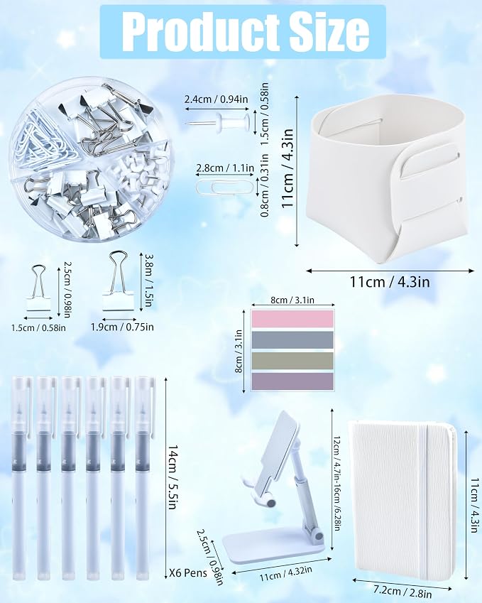 LXEVIHK 20Pcs White Desk Organizers and Accessories With Mesh Desk Organizer and 360°Rotating Pen Holder and a Lot of Office White Office Supplies Beautifully Presented in a Gift Box - Image 6