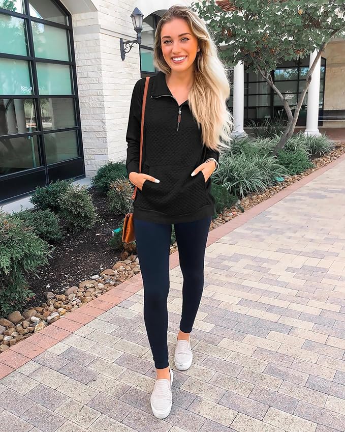 BTFBM Women Fashion Quilted Pattern Lightweight Zipper Long Sleeve Plain Casual Ladies Sweatshirts Pullovers Shirts Tops - Image 3