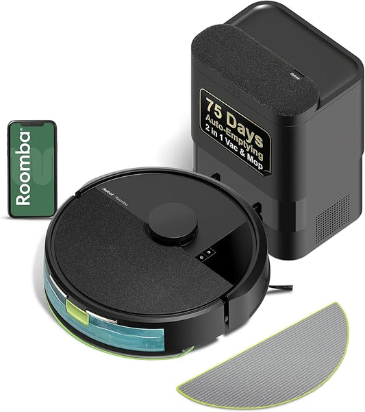 iRobot Roomba 104 2in1 Vacuum & Mop Robot - Self-Empties for 75 Days, Intense Power-Lifting Suction, Vacuums All Floors, Ideal for Pet Hair, LiDAR Smart Navigation Mapping, Mops Hard Floors by Unknown