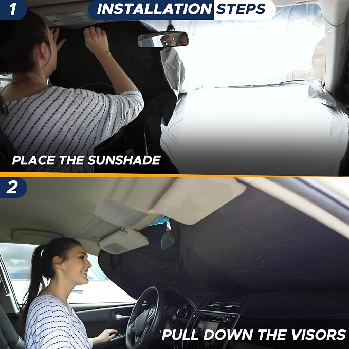 EcoNour RV Windshield Sunshade | Reflective RV Windshield Cover for UV Rays & Heat Protection, Keeps Your RV Motorhome Cool | Shades for RV Fits RVs, Trucks, Motorhomes, Buses | XXXXX-Large 102"x51" - Image 7