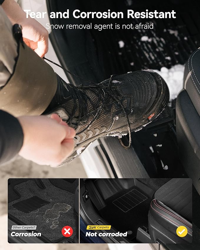 3W Floor Mats & Cargo Liner & Carpets Fit for 2021-2024 2025 Ford Bronco 4 Door, All Weather TPE Custom Fit Floor Liner and Trunk Mat Full Set Car Mats (Not for Bronco Sport & Rubberized Floor) - Image 5