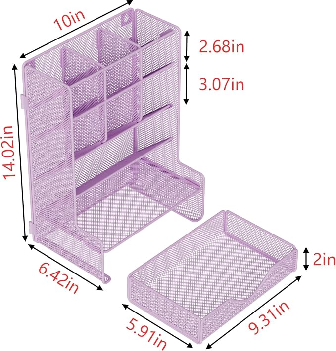 BOHDK Pen Organizer for Desk, Multi-Functional Desk Organizer, Wall Mount Pen Holder with Drawer for School, Office, Home, Art Supplies, Purple - Image 5