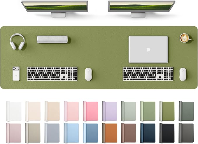 YSAGi Leather Desk Protector, Office Mat, Large Mouse Mat, Non-Slip PU Leather Blotter, Laptop Desk Mat, Waterproof Writing Pad for Office and Home(Green, 63" x 17.2") by YSAGi