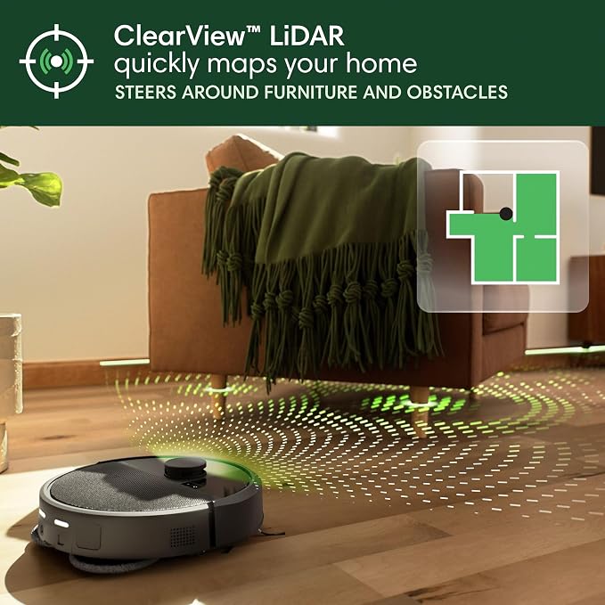 iRobot Roomba Plus 405 (G185) Combo Robot Vacuum & Mop with AutoWash Dock - Spinning Mop Pads, Self-Empties, Pad Washing & Drying, Self-Cleaning, Pad-Lift, LiDAR Navigation | 70x Suction, Dualclean Spinning Mop Pads with Smartscrub, Autowash Dock Auto-... - Image 7