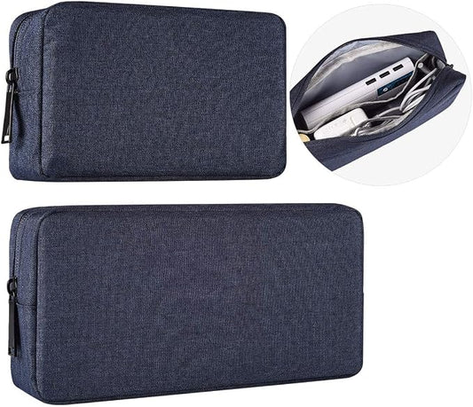 2-Pack Portable Storage Pouch Bag, Universal Electronics Accessories Case Cable Organizer Compatible with Hard Drive, Laptop Mouse, Power Bank, Adapter, Cellphone, Cosmetics (Small+Big-Navy Blue) by imComor
