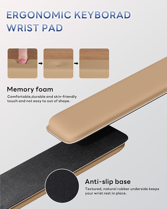 Laborio Computer Keyboard Wrist Rest, Keyboard Riser Stand for Desktop | Coffee, Ergonomic Acrylic Keyboard Holder, Non-slip Wrist Pad, Pain Relief for Typing, Multiple Colors - Image 5