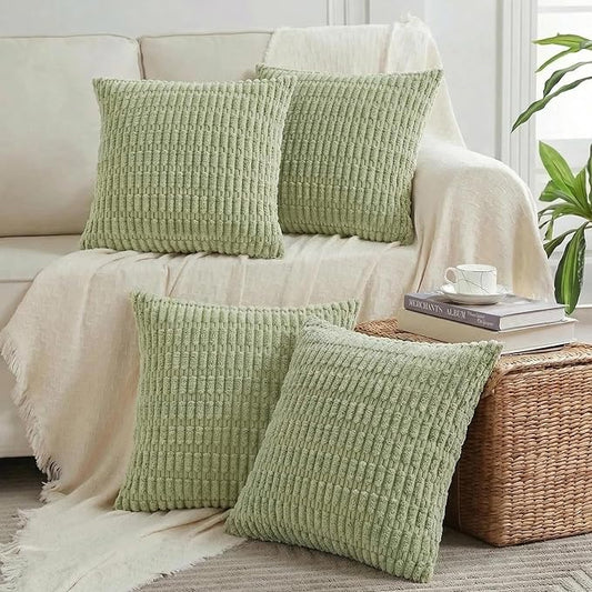 Fancy Homi 4 Packs Decorative Throw Pillow Covers for Living Room Couch Bed, Modern Farmhouse Boho Home Décor Accent Cushion Case, 18" x 18", Sage Green by Fancy+Homi