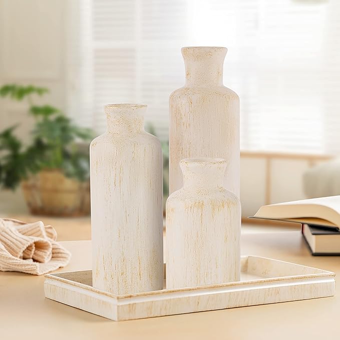 Creative Scents Rustic Luxe Vase Set - Vases for Decor, Perfect for Holding Pampas Grass, Dried/Fresh Flowers, Vases for Your Kitchen, Bedroom, Office, Living Room, Bathroom, or Shelf Decor - Image 5