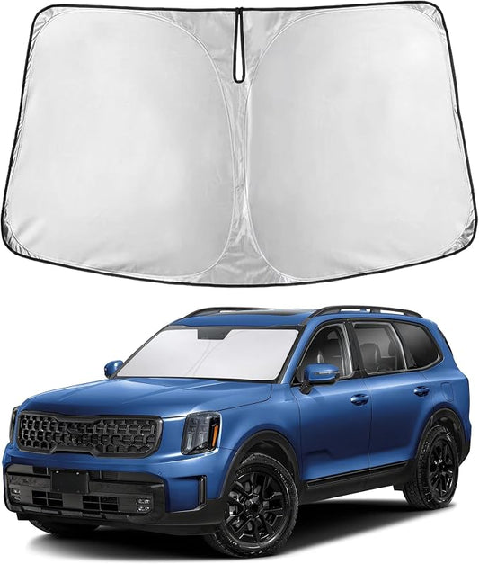 EcoNour Windshield Sunshade Compatible for Kia Telluride 2020-2023 2024 2025, Sun Visor for Front Windshield & Window Sun Shade Cover, UV Heat Blocker & Protector, Car Accessories by EcoNour