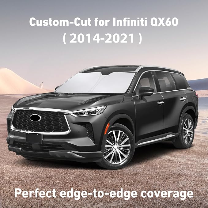 EcoNour Windshield Sunshade Compatible for Infiniti QX60 2014-2019 2020 2021, Sun Visor for Front Windshield & Window Sun Shade Cover, UV Heat Blocker & Protector, Car Accessories - Image 2