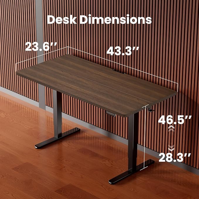ErGear Height Adjustable Electric Standing Desk, 44 x 24 Inches Sit Stand up Desk, Memory Computer Home Office Desk, Dark Walnut - Image 3