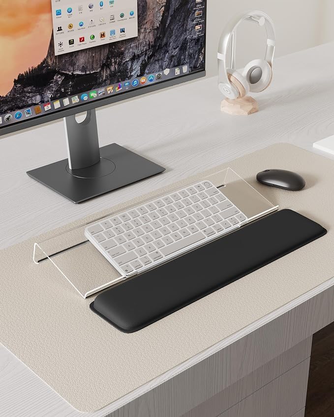 Laborio Computer Keyboard Wrist Rest, Keyboard Riser Stand for Desktop | Clear, Ergonomic Acrylic Keyboard Holder, Non-slip Wrist Pad, Pain Relief for Typing, Multiple Colors - Image 8