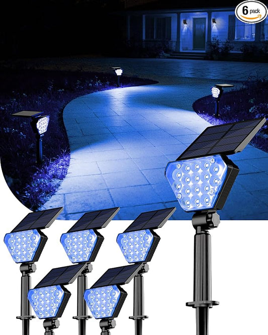 T-SUN Solar Lights Outdoor Waterproof IP65, 6Pack LED Solar Spot Lights Color Changing IP65 Waterproof Smart Auto On/Off for Outside Landscape Garden Yard Lawn Pathway Patio Driveway by T-SUN
