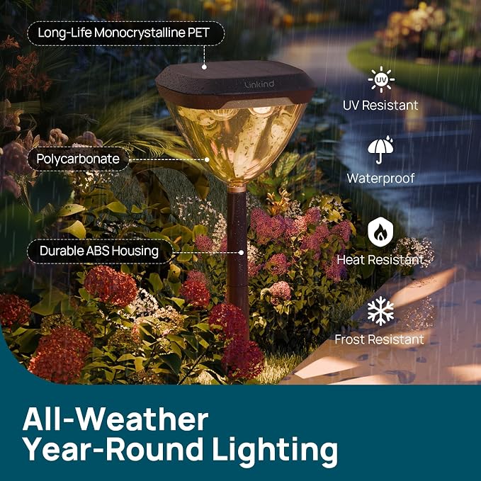 Linkind Smart Solar Pathway Lights SP6, in-App Pattern Switching Solar Lights Outdoor, USB&Solar Charging, Cool/Warm White/Color-Changing Landscape Lighting, Easter Decor for Yard, Patio, 1 Pack - Image 9