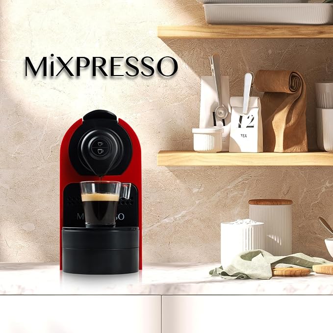 Mixpresso Espresso Machine, Compatible with Nespresso OriginalLine Capsules | 1400W single serve coffee maker with one-touch operation, 19-bar Italian pump and 27oz water tank, red - Image 8