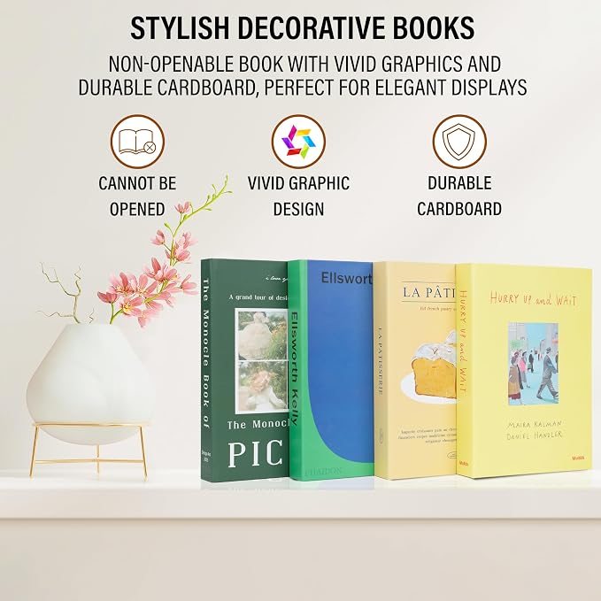 PROBENEX 4 Pcs Decorative Books | Faux Neutral Coffee Table & Shelf Decor | Warm Organic Look for Living Room, Office and Entryway - Not Real, Tool-Free 2-Min Setup - Image 9