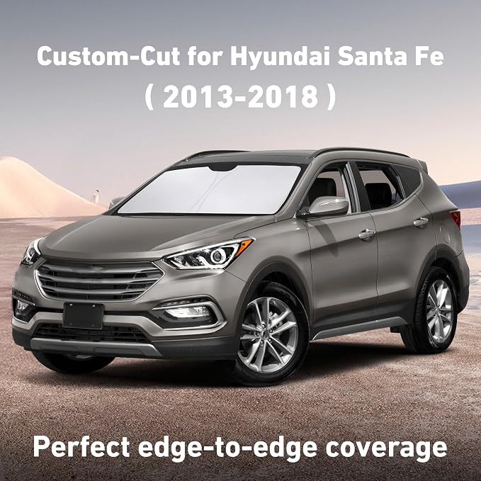 EcoNour Windshield Sunshade Compatible for Hyundai Santa Fe 2013-2016 2017 2018, Sun Visor for Front Windshield & Window Sun Shade Cover, UV Heat Blocker & Protector, Car Accessories - Image 2