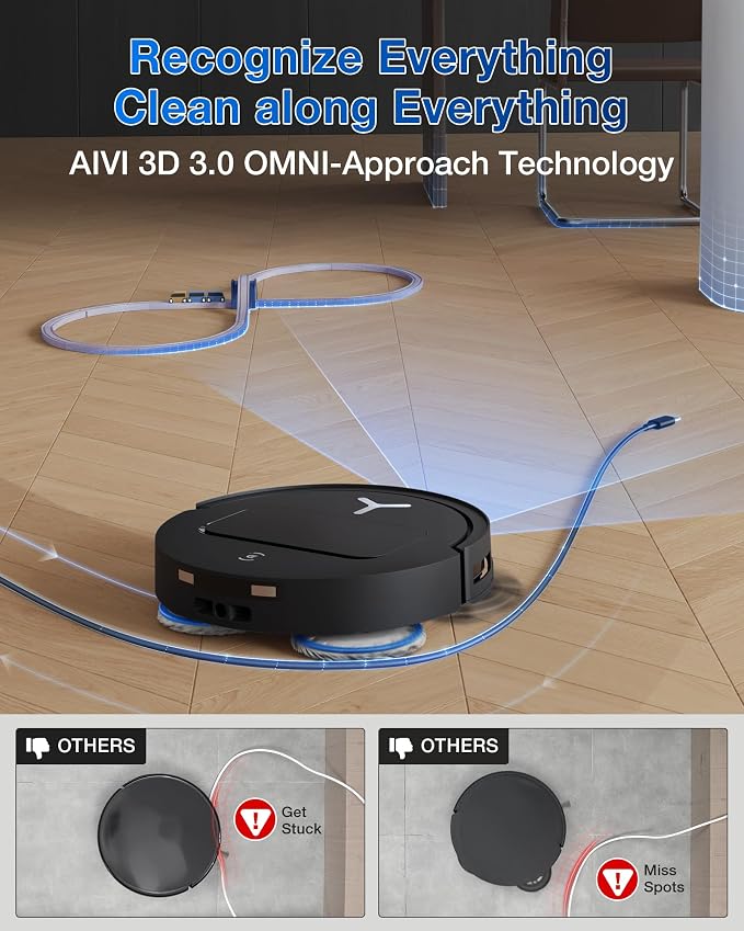 ECOVACS DEEBOT T50 PRO Omni Robot Vacuum & Mop, 3.19" Ultra-Slim, 15,000Pa Strong Suction, ZeroTangle 2.0, TruEdge Edge Cleaning, AIVI 3D Avoidance, Self-Empty, Auto Mop Wash & Dry - Image 4