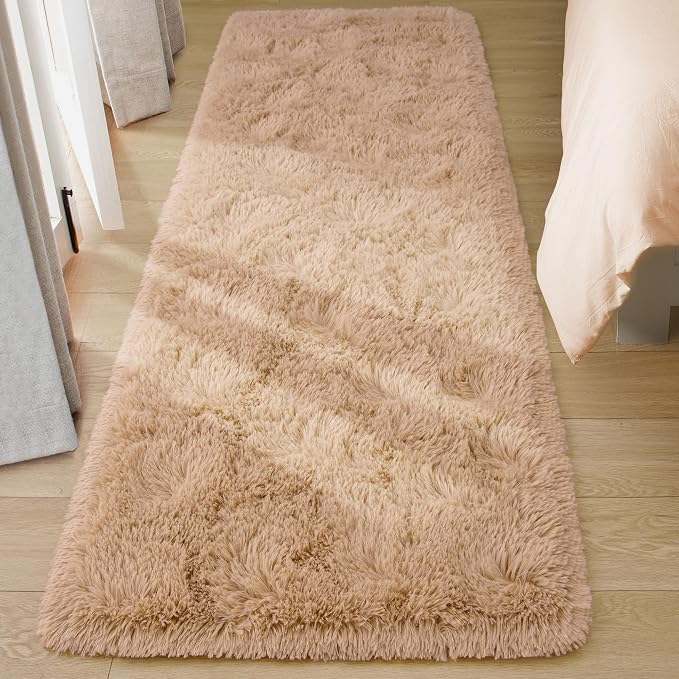 Tepook Soft Runner Rugs for Bedroom Living Room, Fluffy Plush Rug 2x6 for Kids Girls Room, Shag Furry Area Rug Non Slip Carpet for Nursery Children Dorm Home Decor, Beige - Image 2
