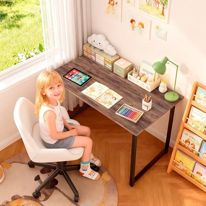 PayLessHere | 32 Inch Computer Desk | Brown | Sturdy Office Desk | Metal Frame, Adjustable Feet | Water-Resistant, Scratchproof Surface | Writing Table for Home Office or Study | Pack of 1 - Image 2