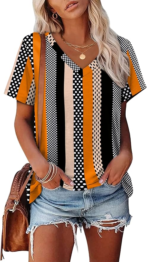 Alaroo Womens Summer Tops 2026 V Neck Short Sleeve Shirts Trendy Dressy Casual Vacation Outfits Printed - Image 2