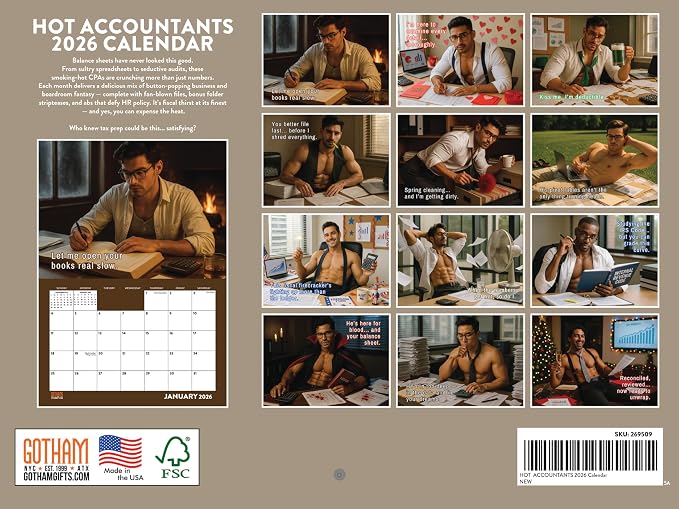 Sexy Accountant Calendar 2026 Monthly Wall Calender 12 Month | American Made In The USA - Image 2