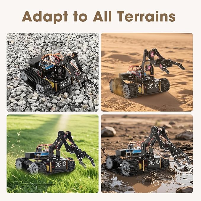 4 in 1 Robotics for Kids Ages 12-16, Smart Robot Arm with 5DOF + Tank Car, STEM Toys Compatible with Arduino & Scratch & Python, App & Remote Control, Gift for Kids & Teens & Adult - Image 3