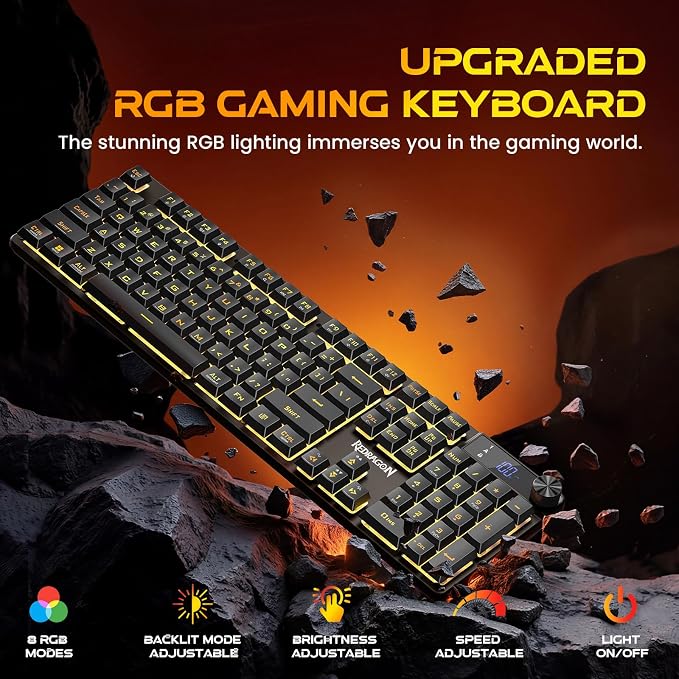 Redragon K521 Pro Wireless Gaming Keyboard with Screen, 4000mAh Battery | Mechanical Feeling, Tri-Mode BT/2.4G/USB-C, RGB Keyboard, 12 Multimedia Keys, Programmable Software, Full-size keyboard - Image 5