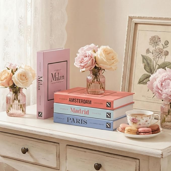 PROBENEX 4 Pcs Decorative Books | Faux Pastel Coffee Table & Shelf Decor | Soft Muted Look for Living Room, Office and Entryway - Not Real, Tool-Free 2-Min Setup - Image 6