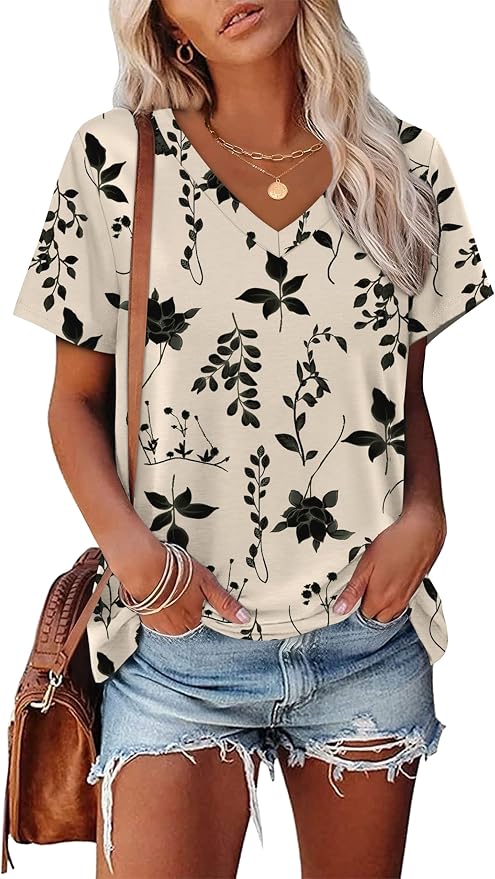 Alaroo Womens Summer Tops 2026 V Neck Short Sleeve Shirts Trendy Dressy Casual Vacation Outfits Printed - Image 2