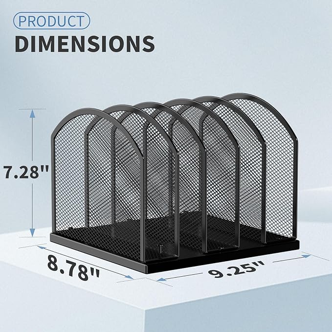 Gawerk 5-Section Vertical Desktop Organizer, 5-Section Mesh File Folder Stand Sorter for Office Home Classroom Organization - Image 2