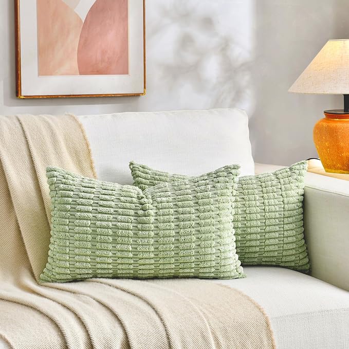 Fancy Homi 4 Packs Decorative Throw Pillow Covers for Living Room Couch Bed, Modern Farmhouse Boho Home Décor Accent Cushion Case, 20" x 12", Yellow Green Series - Image 6