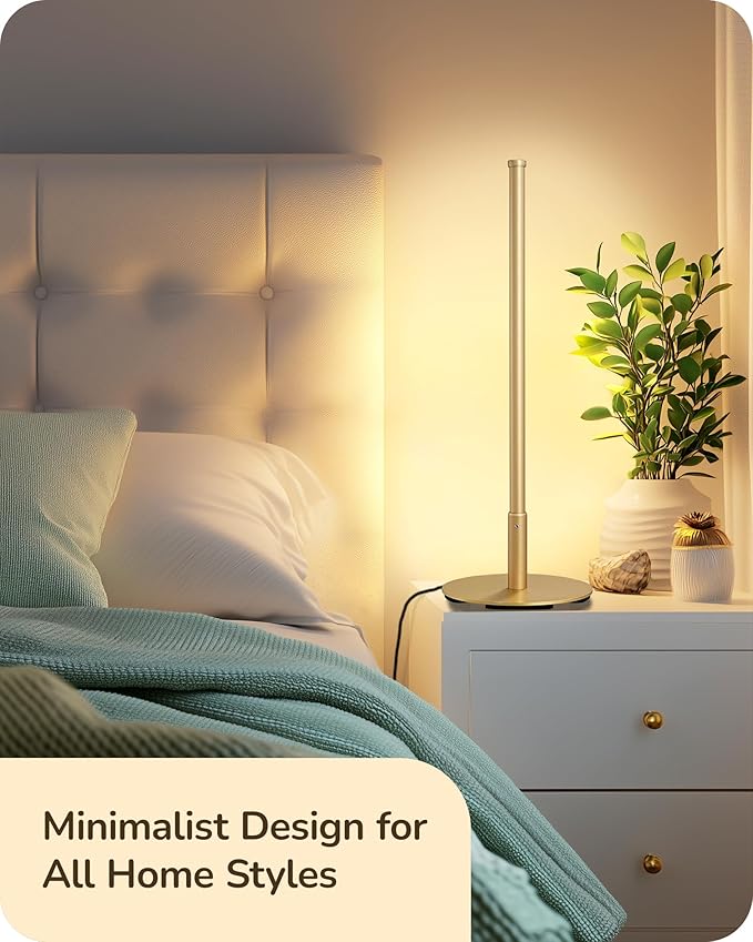 EDISHINE LED Table Lamp, Stepless Dimmable Bedside Lamp with 3 Color Temperature, Modern Nightstand Lamp, Upgraded Desk Lamps for Bedroom, Living Room, Corner, Gift, Metal Finish, Gold, 6W | 3 Color Temperature, 6W, Skinny Modern Minimalist Style for B... - Image 5