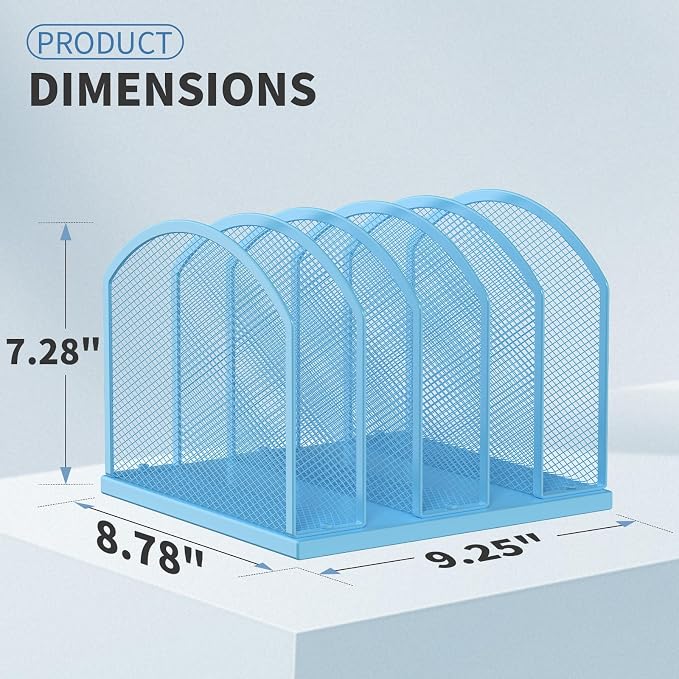 Gawerk 5-Section Vertical Desktop Organizer, 5-Section Mesh File Folder Stand Sorter for Office Home Classroom Organization - Image 2