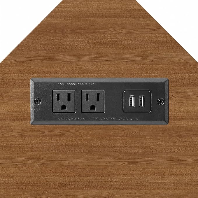 VECELO Corner Desk, Triangle Computer Desk for Small Space with Charging Station and Keyboard Tray, Corner Makeup Table with Storage Shelves for Home Office Bedroom, 41x30, Light Walnut - Image 8