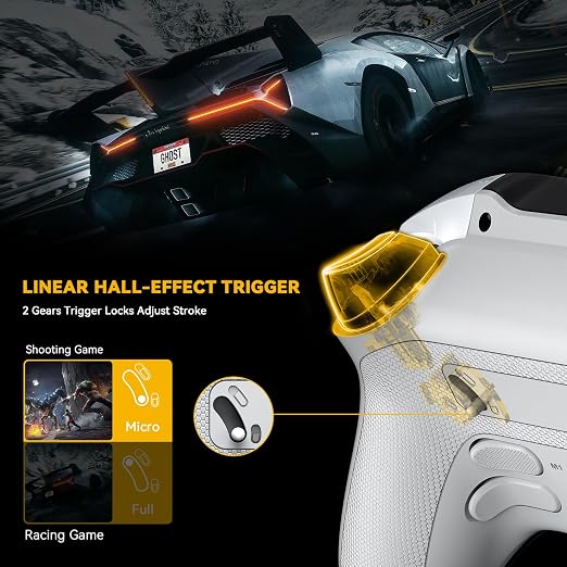 ManbaOne Interactive Screen Wireless Gaming Controller for PC/Switch/Switch 2/iOS/Android,Hall Effect Stick & Trigger,RGB Lighting,Remappable Buttons,1800mAh with Charging Dock (White) | for PC/Switch1/2/iOS/Android,Hall Effect Stick & Trigger,RGB Ligh... - Image 4