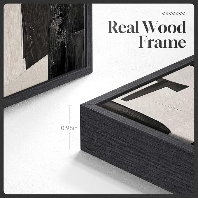 Large Framed Black and Beige Abstract Wall Art, Set of 2 Piece Minimalist Canvas Paintings Artwork for Walls, Modern Art Prints Pictures for Living Room Hallway Dining Room Bedroom Office Wall Decor - Image 5