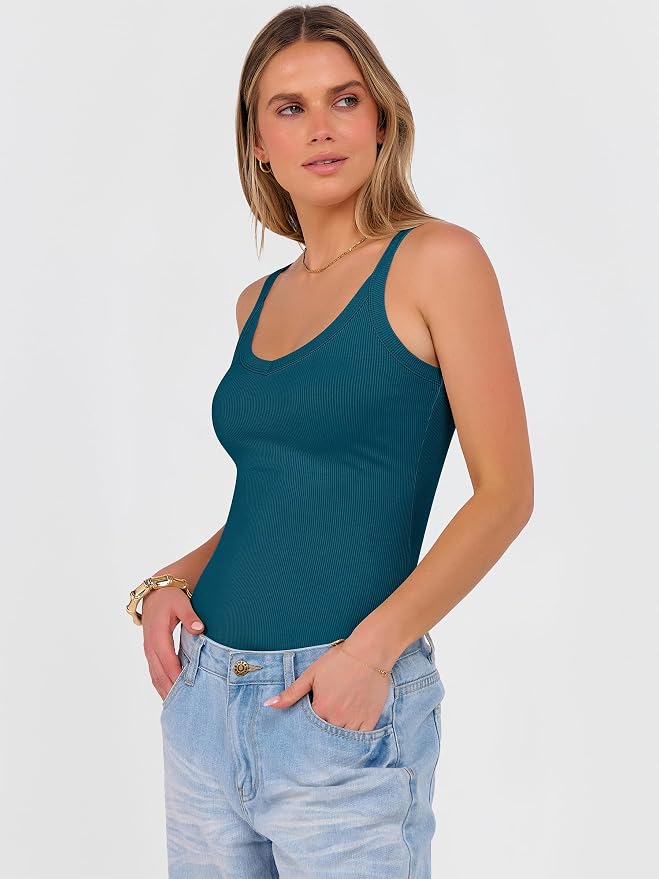 ANRABESS V Neck Tank Tops for Women Ribbed Knit Camisole 2026 Summer Casual Sleeveless Slim Fitted Basic Cami Shirts Clothes - Image 4